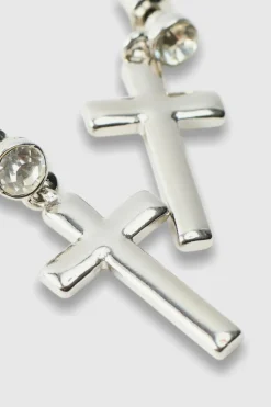 Hot boohooMAN Cross Earrings silver