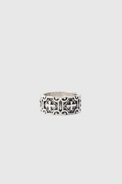 Best Sale boohooMAN Cross Embossed Ring In silver