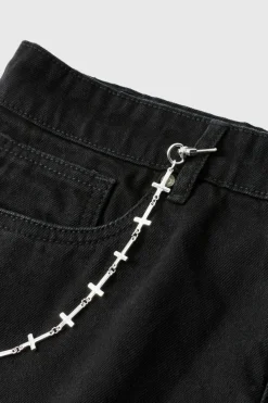 Hot boohooMAN Cross Jean Chain silver