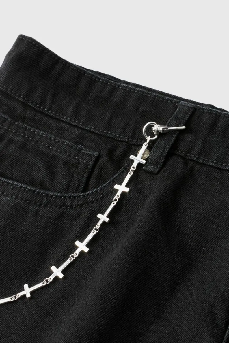 Hot boohooMAN Cross Jean Chain silver