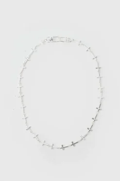 Hot boohooMAN Cross Jean Chain silver