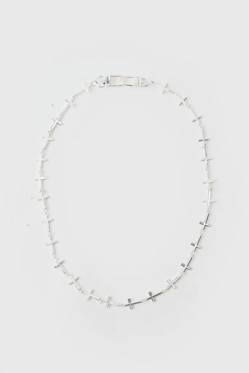 Hot boohooMAN Cross Jean Chain silver