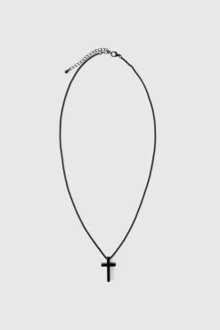 Best boohooMAN Cross Necklace, Ring And Bracelet Set In black