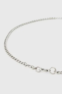 Shop boohooMAN Cross Pendant Necklace silver
