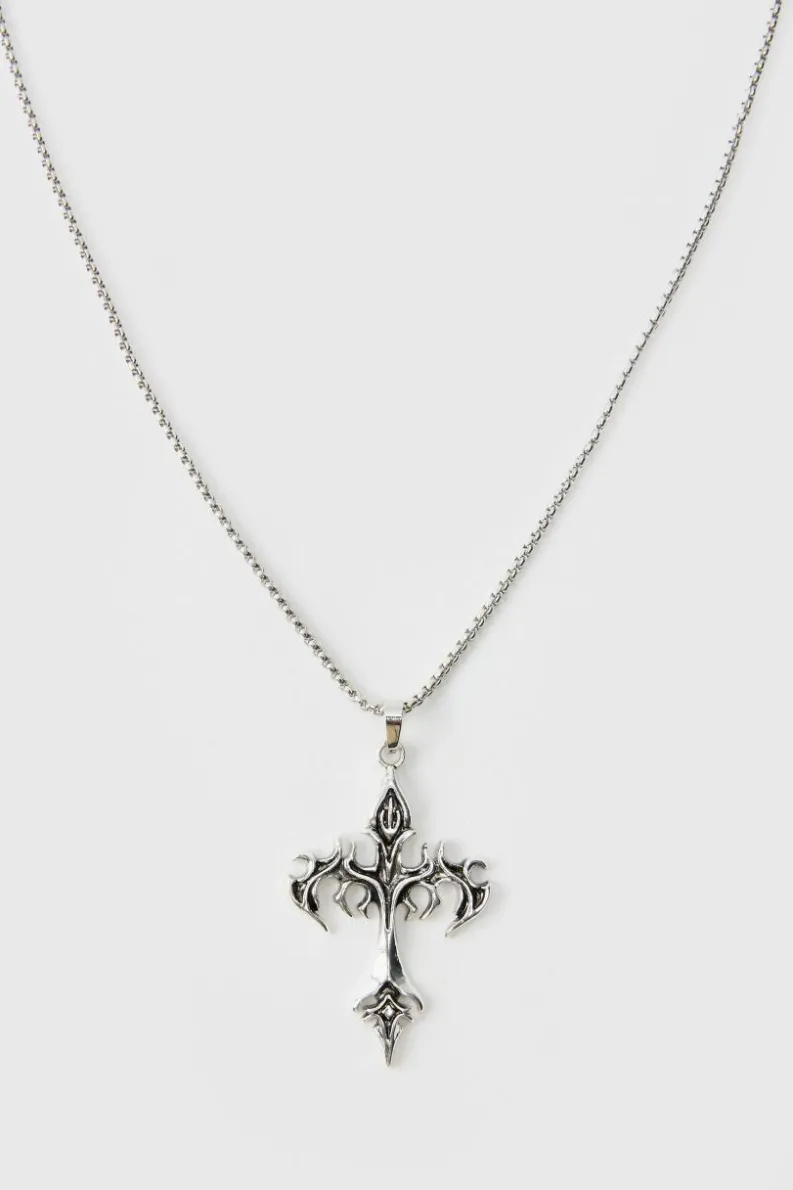 Clearance boohooMAN Cross Pendant Necklace silver