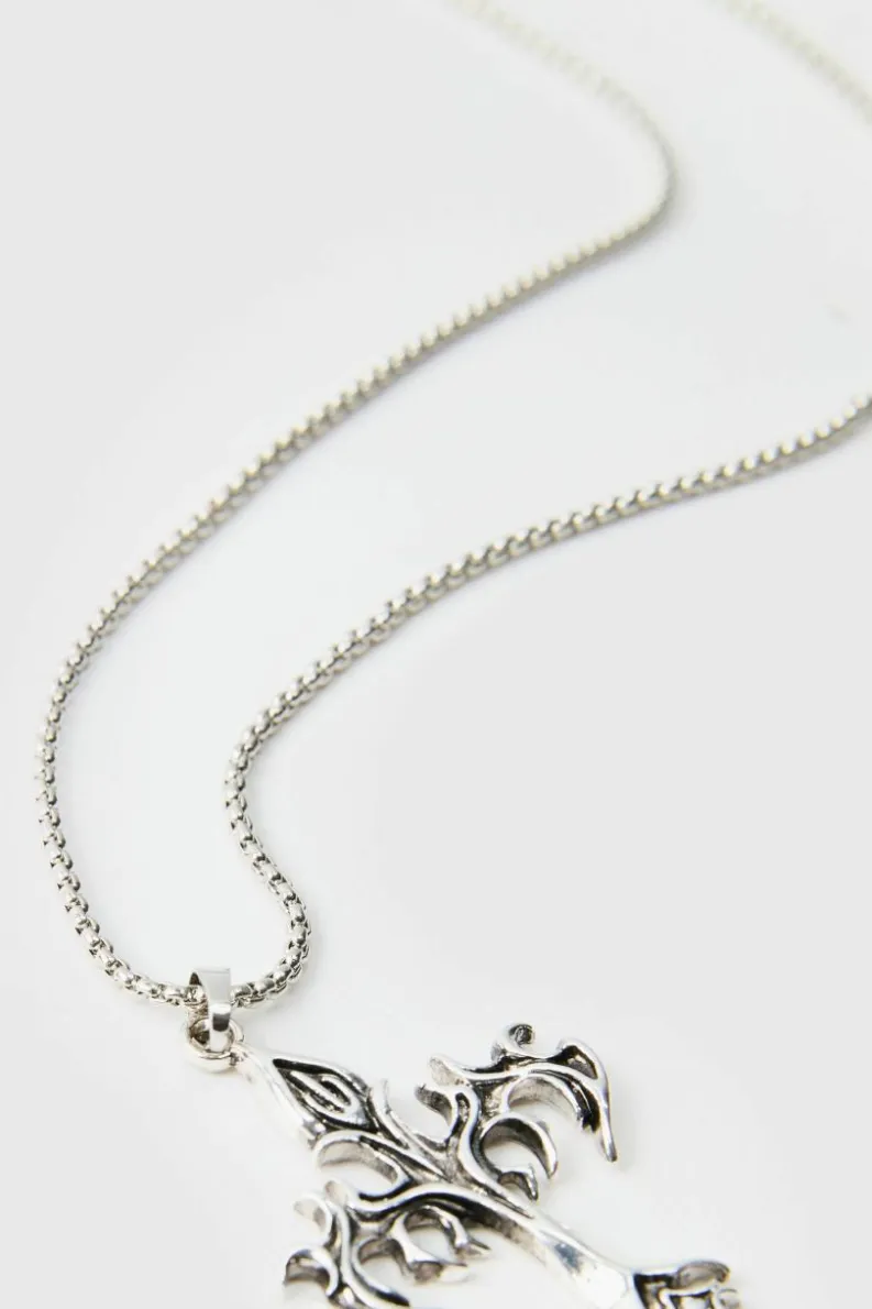 Clearance boohooMAN Cross Pendant Necklace silver