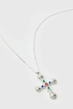 Best boohooMAN Cross Pendant Necklace In silver