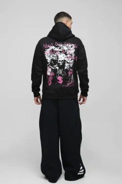 Sale boohooMAN Cross Renaissance Graphic Hoodie black