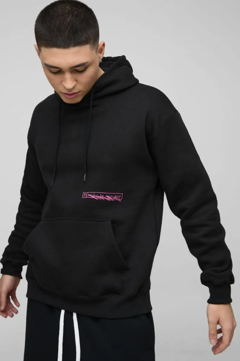Sale boohooMAN Cross Renaissance Graphic Hoodie black