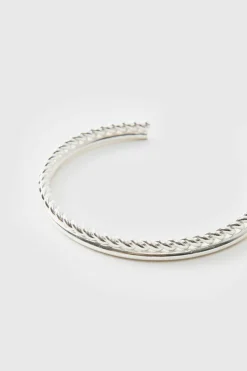 Sale boohooMAN Cuff Layered Bracelet silver