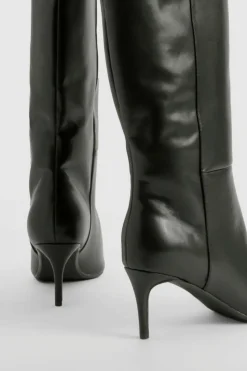 Cheap boohoo Curved Stiletto Knee High Boots black