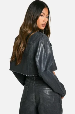 Clearance boohoo Coated Denim Shirt & Mini Skirt Co-Ord dark indigo
