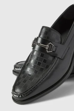 Sale boohooMAN Debossed Snaffle Loafer black