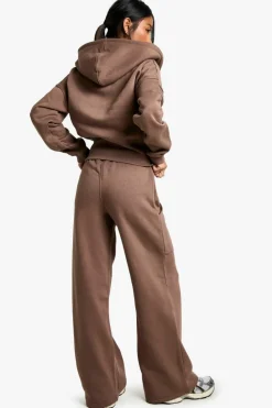 Cheap boohoo Deep Hem Hoodie And Straight Leg Jogger Tracksuit mocha
