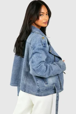 New boohoo Denim Biker Jacket washed blue
