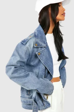 New boohoo Denim Biker Jacket washed blue
