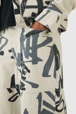 Discount boohoo Denim Graffiti Laser Print Set ecru