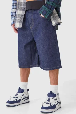 Cheap boohooMAN Denim Jorts In indigo