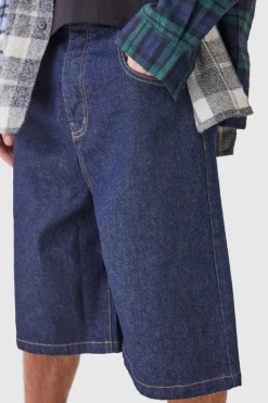 Cheap boohooMAN Denim Jorts In indigo
