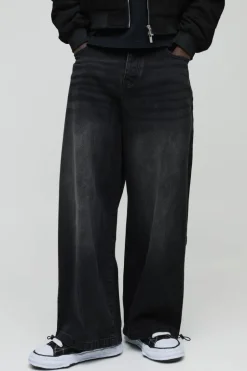 Flash Sale boohooMAN Denim Parachute Jean washed black