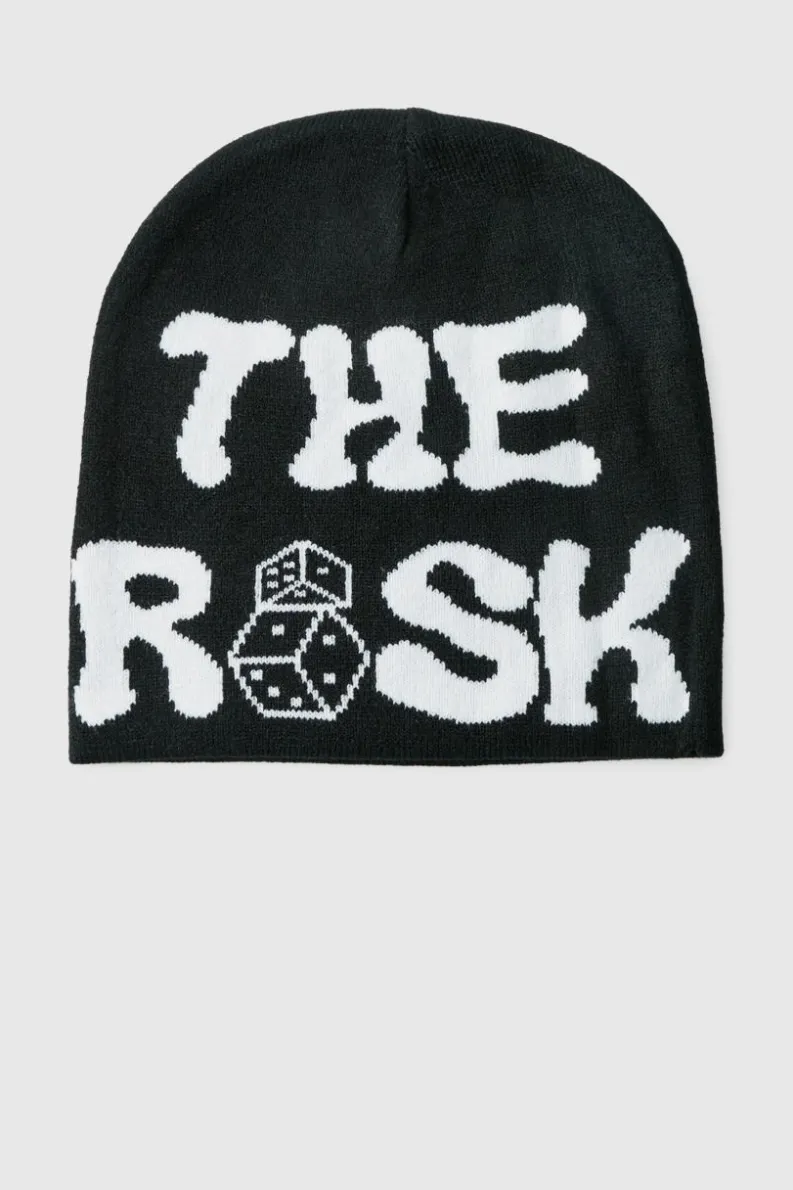 Discount boohooMAN Dice Graphic Beanie In black