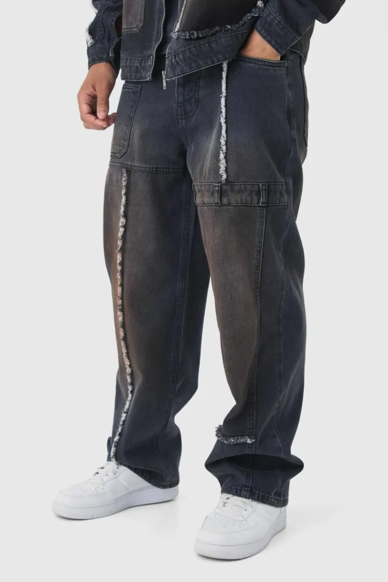 Clearance boohoo Dirty Wash Carpenter Denim Set washed black