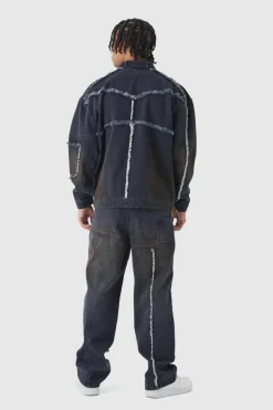Clearance boohoo Dirty Wash Carpenter Denim Set washed black