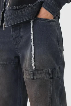 Clearance boohoo Dirty Wash Carpenter Denim Set washed black