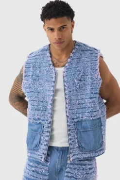 Online boohoo Distressed Denim Set lilac