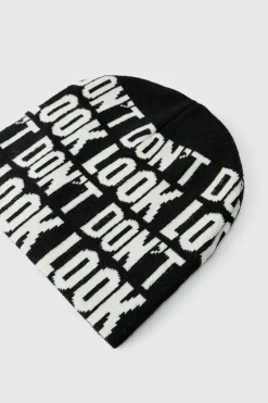 Fashion boohooMAN Don't Look Beanie black