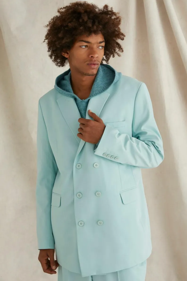 Best Sale boohooMAN Double Breasted Oversized Blazer blue