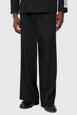 Clearance boohooMAN Double Fixed Waistband Parachute Trouser black