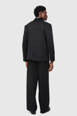 Clearance boohooMAN Double Fixed Waistband Parachute Trouser black