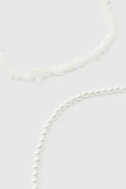 Flash Sale boohooMAN Double Layer Beaded Necklace In white