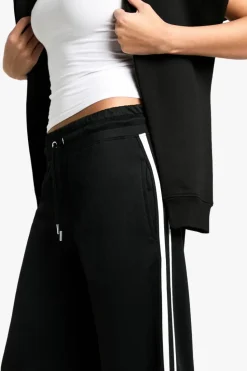 New boohoo Double Striped Tricot Straight Leg Jogger black