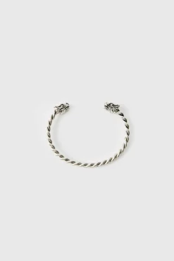 Hot boohooMAN Dragon Head Bangle silver