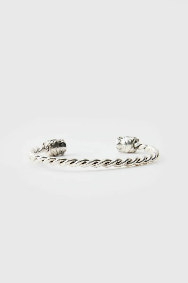 Hot boohooMAN Dragon Head Bangle silver