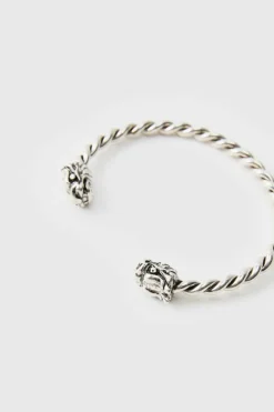 Hot boohooMAN Dragon Head Bangle silver