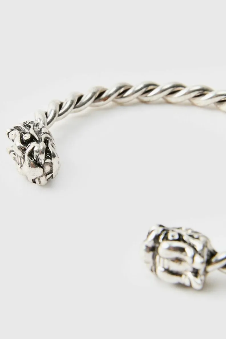 Hot boohooMAN Dragon Head Bangle silver
