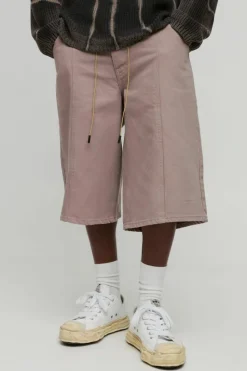 Cheap boohooMAN Drawcord Longline Seam Detail Jorts taupe
