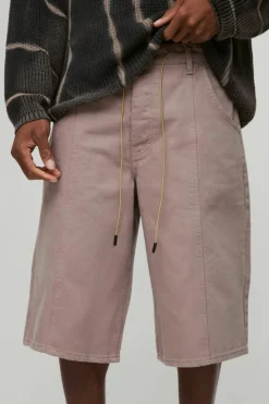 Cheap boohooMAN Drawcord Longline Seam Detail Jorts taupe