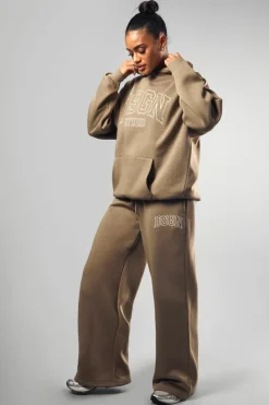 Shop boohoo DSGN Collegiate Embroidered Tracksuit khaki