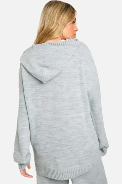 Flash Sale boohoo Dsgn Oversized Knitted Hoody plum
