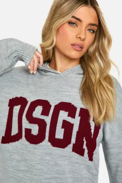 Flash Sale boohoo Dsgn Oversized Knitted Hoody plum