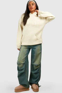 Flash Sale boohoo Dsgn Reverse Stitch Oversized Hoody cream