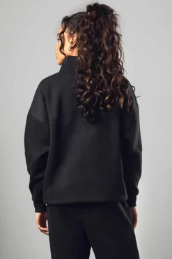Discount boohoo DSGN STUDIO APPLIQUE HALF ZIP SWEATSHIRT black