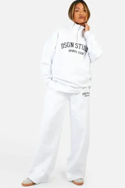 Sale boohoo Dsgn Studio Applique Oversized Half Zip Sweatshirt ash grey