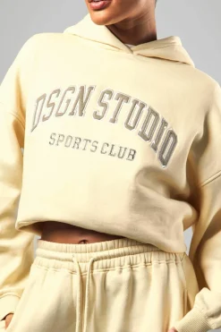 Discount boohoo DSGN studio Applique Straight Leg Jogger lemon