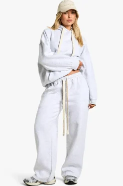 Best Sale boohoo Dsgn Studio Embroidered Contrast Drawcord Oversized Hoodie ash grey