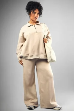 Clearance boohoo Dsgn Studio Embroidered Half Zip Oversized Sweatshirt stone